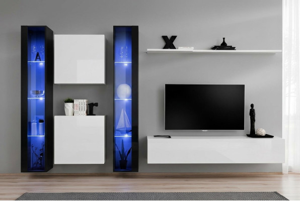 Groupe d'unité murale Étagère murale moderne Armoire murale design Mobilier luxueux en bois