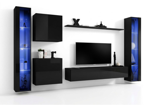 Ensemble de meubles de salon design 2x armoire murale vitrine suspendue Aménagements