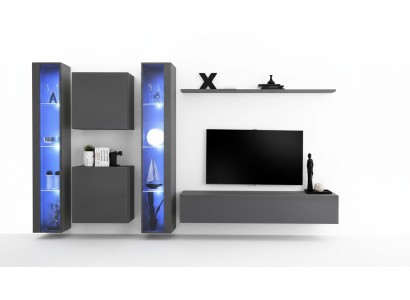 Luxueuse vitrine suspendue 2x nouvelle Unité murale 2x armoire murale Ensemble complet Étagère murale nouvelle
