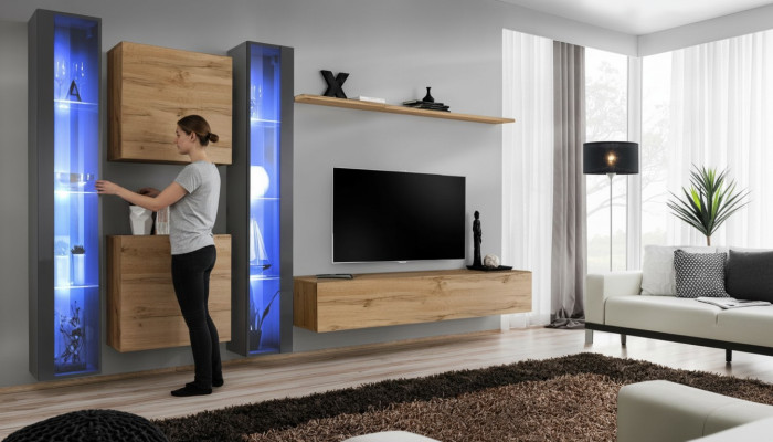 Ensemble mural complet Braun Set Vitrine suspendue Armoire murale Mobilier Design moderne