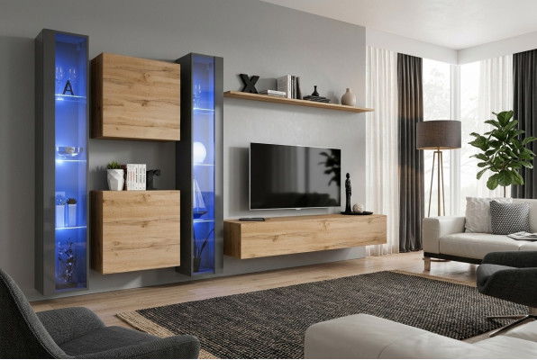 Ensemble mural complet Braun Set Vitrine suspendue Armoire murale Mobilier Design moderne