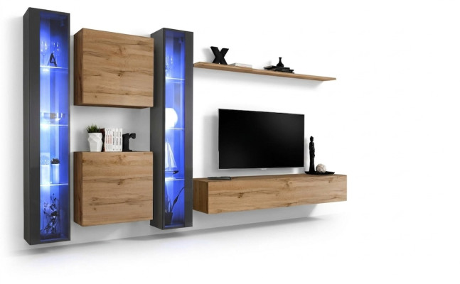 Ensemble mural complet Braun Set Vitrine suspendue Armoire murale Mobilier Design moderne