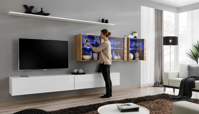 Mur complet Mobilier Meuble mural Moderne Mobilier de salon Meuble TV design bas