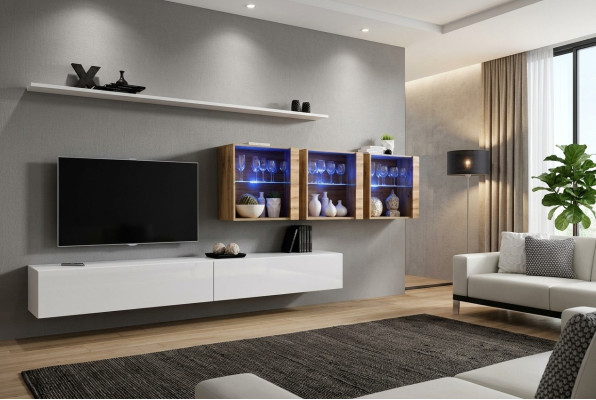 Mur complet Mobilier Meuble mural Moderne Mobilier de salon Meuble TV design bas