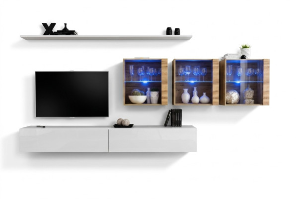 Mur complet Mobilier Meuble mural Moderne Mobilier de salon Meuble TV design bas