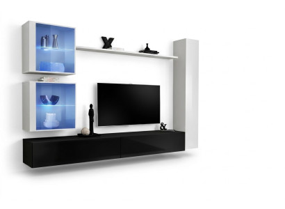 Ensemble de meuble mural Ensemble de meuble mural blanc Complet meuble TV bas Étagère murale Mobilier de salon