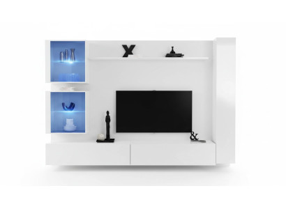 Mur blanc Unité murale Armoire murale de luxe Buffet complet Meuble TV Design moderne