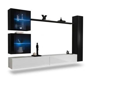 Ensemble de meubles mur 6 pièces, ameublement de luxe pour le salon, télévision design, buffet bas, armoire murale.