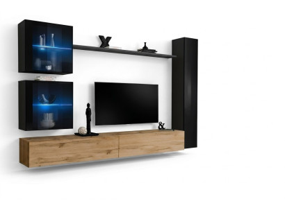 Luxe Noir 3x Armoire murale Ensemble de meuble télé design moderne 6pcs neuf