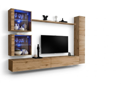 Unité murale marron Armoire suspendue Designer TV Lowboard Étagère Ameublement Moderne