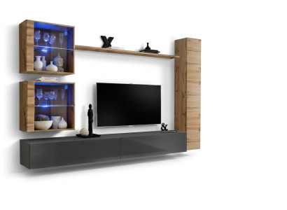 Meuble mural de salon de luxe marron 3x armoire murale TV buffet bas Mobilier