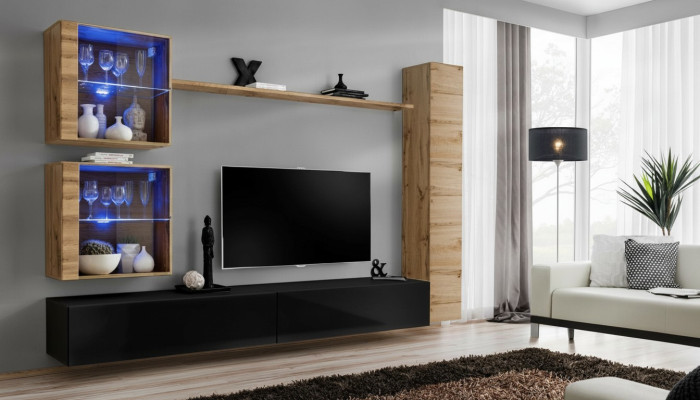 Meubles de salon design Armoire murale Armoire murale Étagère Ensemble de meubles TV bas, 6 pièces.
