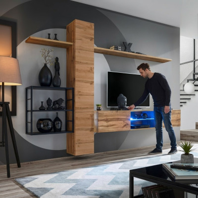 Armoire murale de luxe Mobilier Ameublement Mobilier de salon Marron 3x Étagères murales