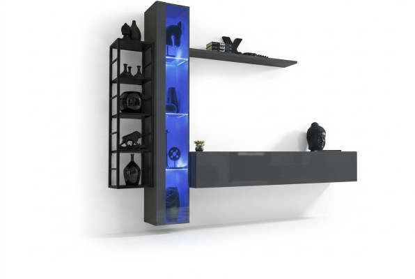 Style de design d'ameublement d'unité murale moderne Salon TV Lowboard Vitrine murale