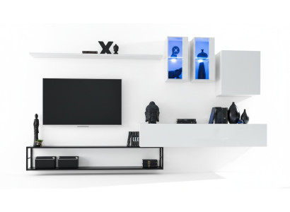 Unité murale complète Designer Meubles de luxe pour salon Blanc TV Buffet bas Buffet