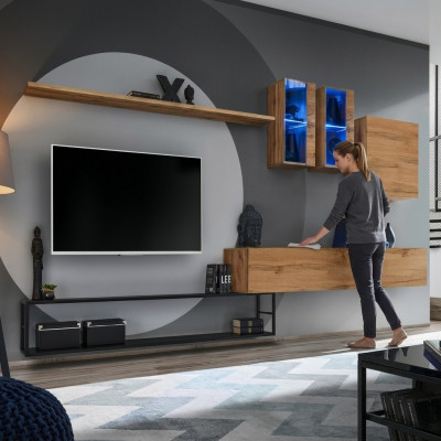 Unité murale Braun Buffet latéral TV Buffet bas Meubles Luxe Complet e nouveau