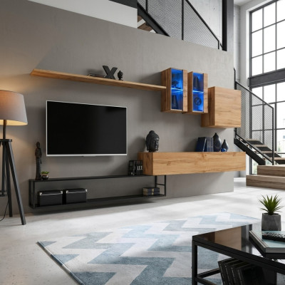 Unité murale Braun Buffet latéral TV Buffet bas Meubles Luxe Complet e nouveau