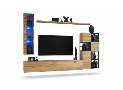 Meubles en bois Marron Design Unité murale Stand de télévision Ameublement Mobilier de salon Ensemble