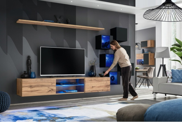 Unité murale étagères marron buffet armoire murale de luxe nouvelle télévision basse en bois meuble