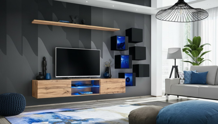 Unité murale étagères marron buffet armoire murale de luxe nouvelle télévision basse en bois meuble