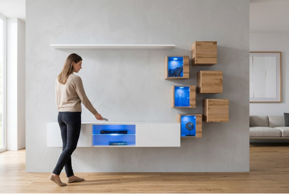 nouvel ensemble complet de 8 pièces de mobilier mural de luxe buffet télé bas meuble mural étagères