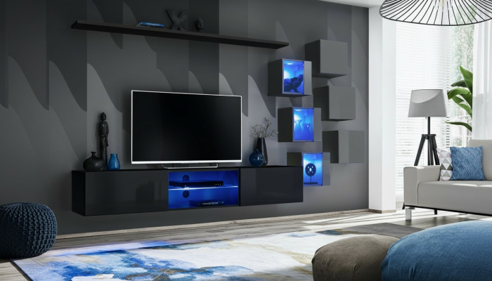 Meuble TV design suite de luxe moderne avec étagères complètes