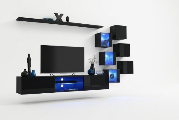 Meuble TV design suite de luxe moderne avec étagères complètes