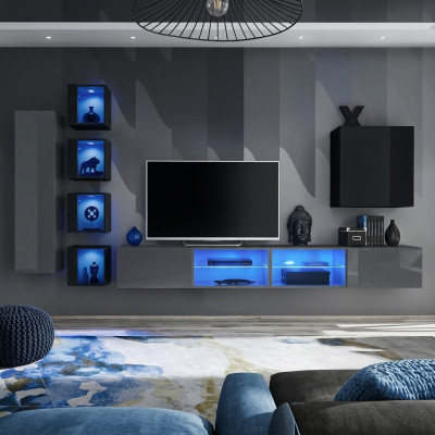 Aménagements Mobilier moderne Salon Complet Unité murale Mobilier en bois Meuble TV bas