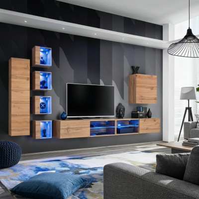 Suite Set Ensemble mural Armoire murale Étagères murales Buffet en bois Meuble TV Bas nouveau
