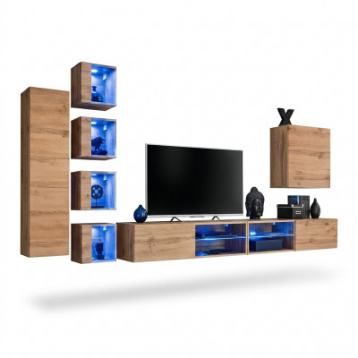 Suite Set Ensemble mural Armoire murale Étagères murales Buffet en bois Meuble TV Bas nouveau