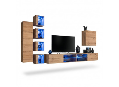 Suite Set Ensemble mural Armoire murale Étagères murales Buffet en bois Meuble TV Bas nouveau