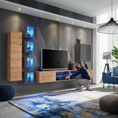 Ensemble mural 320 cm meuble mural TV buffet bas Buffet moderne Meuble de salon