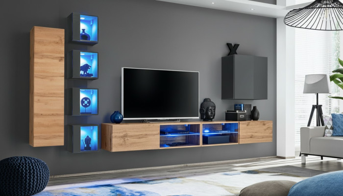 Ensemble mural 320 cm meuble mural TV buffet bas Buffet moderne Meuble de salon