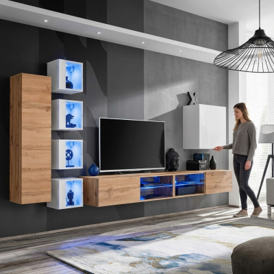 Mobilier design moderne Étagères murales Meuble TV Buffet bas Armoire murale Penderie suspendue Mobilier en bois