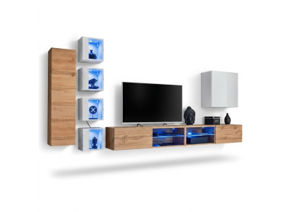 Mobilier design moderne Étagères murales Meuble TV Buffet bas Armoire murale Penderie suspendue Mobilier en bois