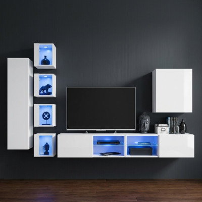 Unité murale moderne, armoire suspendue, meuble TV design, meuble bas mural, armoire en bois, nouveau mobilier