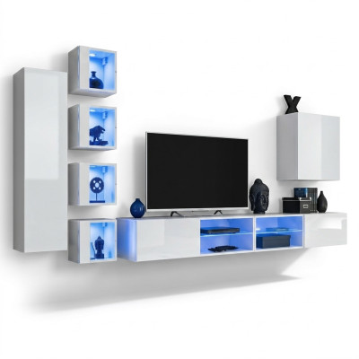 Unité murale moderne, armoire suspendue, meuble TV design, meuble bas mural, armoire en bois, nouveau mobilier