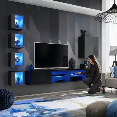 Meubles de salon nouvelle unité murale 320cm 6x Penderie Suspendue Aménagements de Luxe Étagère Murale