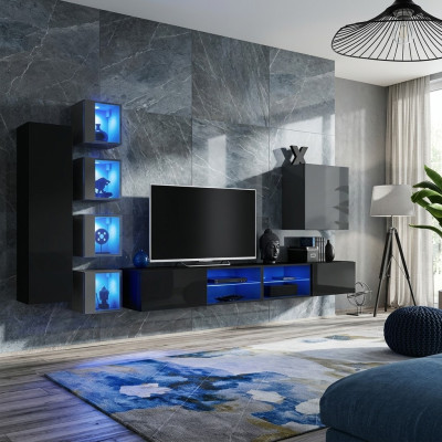 Meubles de salon nouvelle unité murale 320cm 6x Penderie Suspendue Aménagements de Luxe Étagère Murale