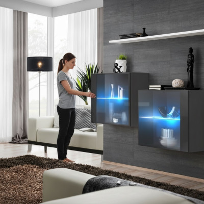 Meuble de salon de luxe complet Ensemble mural en bois Mobilier mural Armoire murale Étagère murale