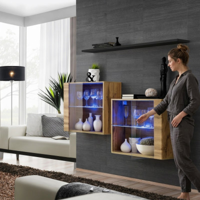 Meubles modernes Unité murale de luxe 130 cm Salon Ameublement Ensemble complet de 3 pièces.