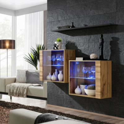 Meubles modernes Unité murale de luxe 130 cm Salon Ameublement Ensemble complet de 3 pièces.