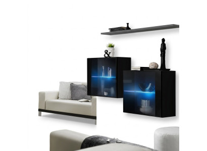 Unité murale Meubles en bois Ameublement Luxe Designer Ensemble complet de 3 pièces. Étagère murale