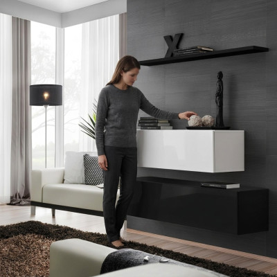 Salon Ensemble de meubles de designer Armoires noires Mur étagère Meubles modernes neufs