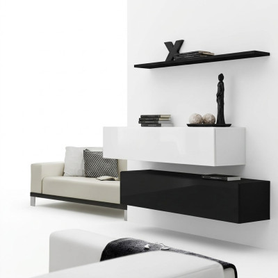 Salon Ensemble de meubles de designer Armoires noires Mur étagère Meubles modernes neufs