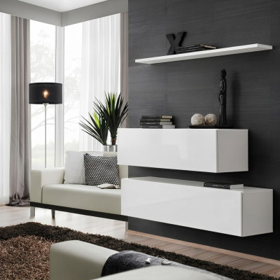 Suite Blanche Ensemble 3 pièces Armoire Murale complète Unité Murale Étagère Murale Design Moderne