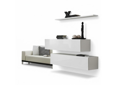 Suite Blanche Ensemble 3 pièces Armoire Murale complète Unité Murale Étagère Murale Design Moderne