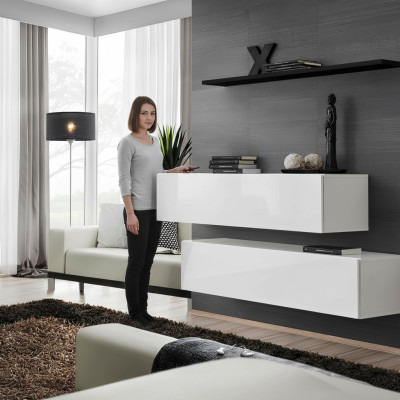 Suite moderne Unité murale Étagère murale Armoire murale blanche Mobilier de luxe Designer