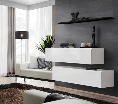 Suite moderne Unité murale Étagère murale Armoire murale blanche Mobilier de luxe Designer