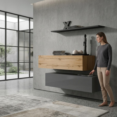 Ensemble de meubles TV pour le salon, 3 pièces, ensemble de groupe de garde-robe en bois, étagère murale